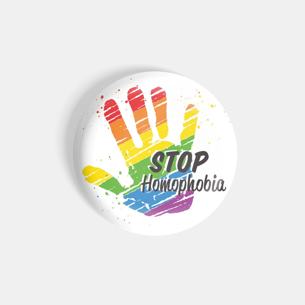 dhcrafts Round Fridge Magnet White Color LGBTQ Stop Homophobia D11 Glossy Finish Design Pack of 1 (58 mm)